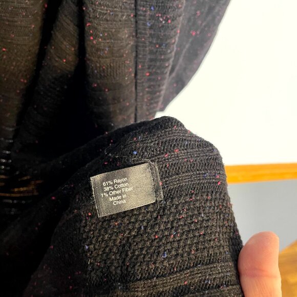 Lane Bryant Long Length Cardigan sweater size 26/28 Black w/ Pink & Blue speckle - Picture 4 of 7